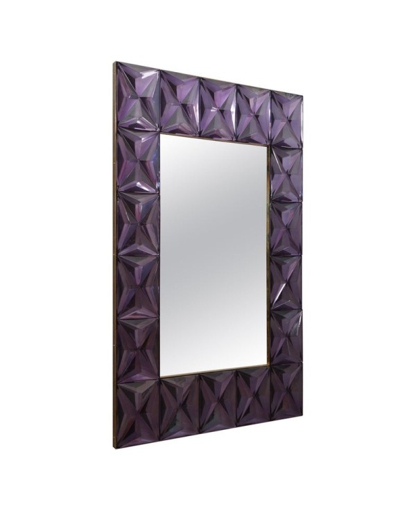 SP 48 Specchio di Murano da parete in vetro viola forte e ottone, 2019
