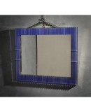 Murano Periwinkle Glass and Brass Mid-Century Wall Mirror, 1980