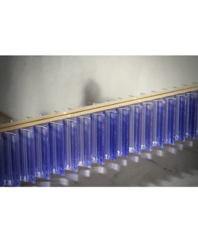 Murano Periwinkle Glass and Brass Mid-Century Wall Mirror, 1980