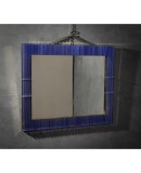 Murano Periwinkle Glass and Brass Mid-Century Wall Mirror, 1980