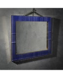 Murano Periwinkle Glass and Brass Mid-Century Wall Mirror, 1980