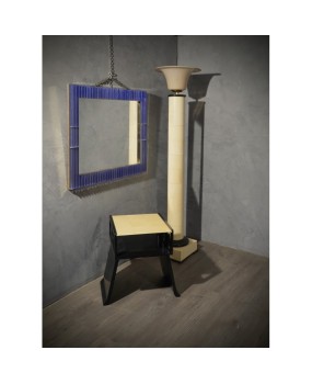 Murano Periwinkle Glass and Brass Mid-Century Wall Mirror, 1980