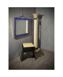 Murano Periwinkle Glass and Brass Mid-Century Wall Mirror, 1980