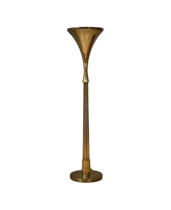 MidCentury Round Brass Italian Manufacturing Floor Lamp, 1980 MidCentury Round Brass Italian Manufacturing Floor Lamp, 1980