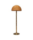 MidCentury Brass and Bamboo Floor Lamp, 1990 MidCentury Brass and Bamboo Floor Lamp, 1990
