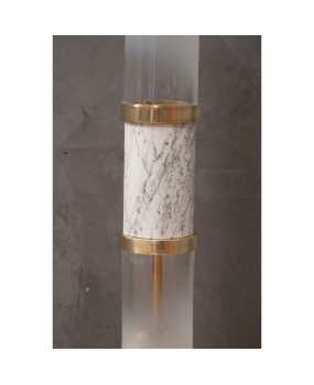 PI 162 Lampada da terra bianca in vetro di Murano e marmo di Carrara, 1970