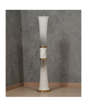 PI 162 Lampada da terra bianca in vetro di Murano e marmo di Carrara, 1970