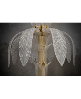 Murano MidCentury Glass and Brass Floor Lamp, 1980