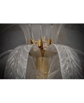 Murano MidCentury Glass and Brass Floor Lamp, 1980
