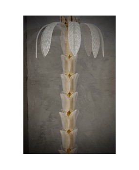 Murano MidCentury Glass and Brass Floor Lamp, 1980