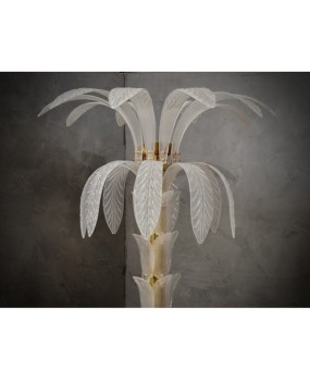 Murano MidCentury Glass and Brass Floor Lamp, 1980