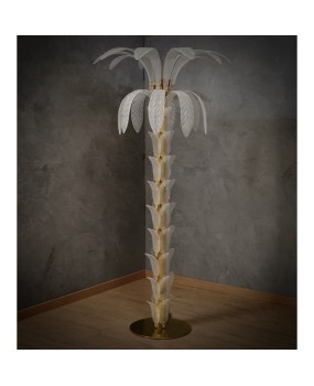 Murano MidCentury Glass and Brass Floor Lamp, 1980