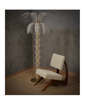 Murano MidCentury Glass and Brass Floor Lamp, 1980