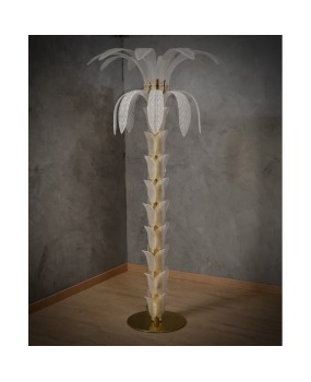 Murano MidCentury Glass and Brass Floor Lamp, 1980