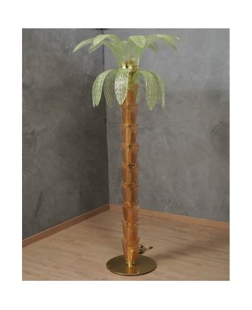 Murano MidCentury Glass and Brass Floor Lamp, 1980