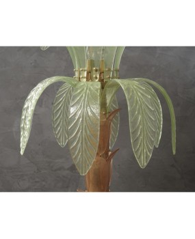 Murano MidCentury Glass and Brass Floor Lamp, 1980