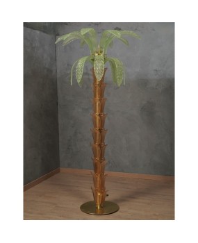 Murano MidCentury Glass and Brass Floor Lamp, 1980