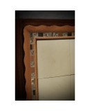 Art Deco Walnut Wood Goat Skin and Brass Italian Commode Chest of Drawers, 1950