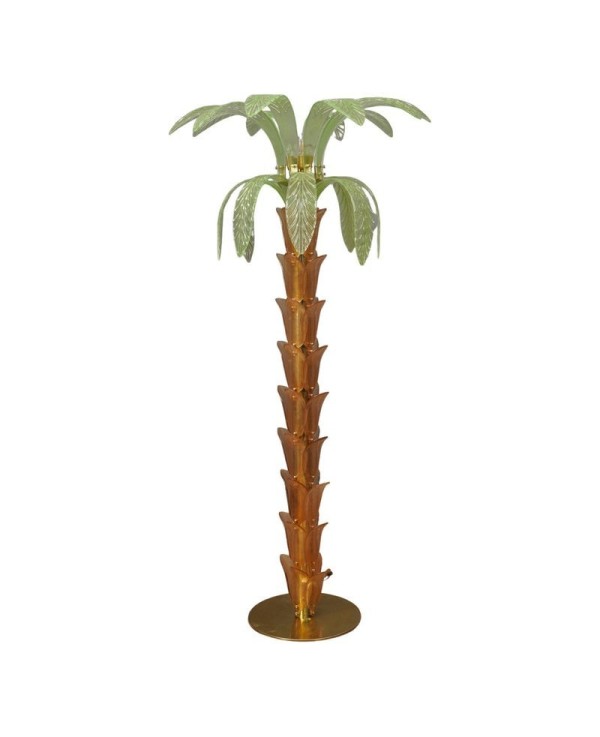 PI 158 Lampada da terra MidCentury in vetro di Murano e ottone, 1980