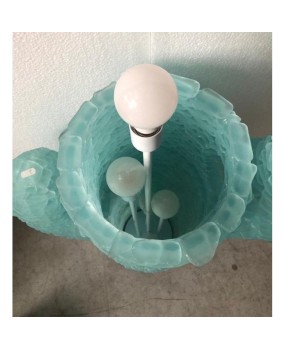 Murano Cactus Art glass Round Water Green Color Floor Lamp, 1970
