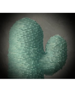PI 55 Piantana in Vetro di Murano Cactus Art di Colore Verde Acqua, 1970
