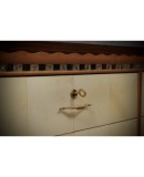 Art Deco Walnut Wood Goat Skin and Brass Italian Commode Chest of Drawers, 1950