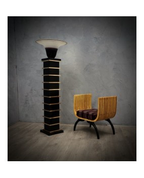 PI 53 Lampada da terra firmata Barbini in vetro di Murano e ottone, 1950
