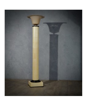 PI 50 Piantana Art Déco in vetro di Murano ottone e pergamena Italia, 1940