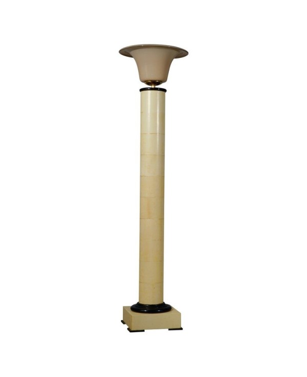 PI 50 Piantana Art Déco in vetro di Murano ottone e pergamena Italia, 1940 PI 50 Piantana Art Déco in vetro di Murano ottone e pergamena Italia, 1940