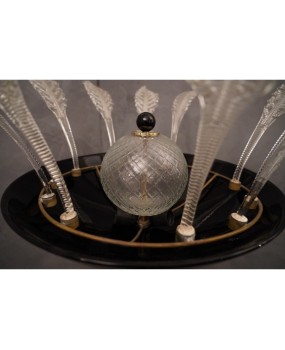 Murano Midcentury Black Glass Floor Lamp, 1940