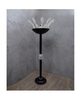 Murano Midcentury Black Glass Floor Lamp, 1940