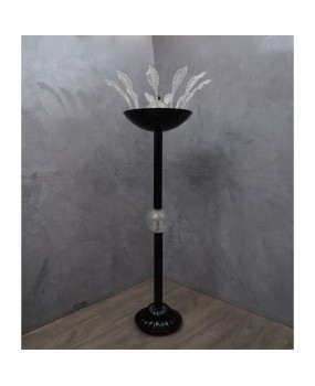 Murano Midcentury Black Glass Floor Lamp, 1940