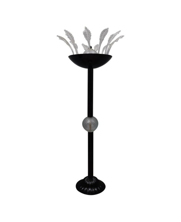 Murano Midcentury Black Glass Floor Lamp, 1940