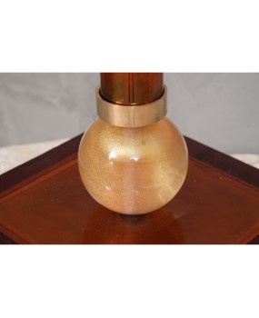 Murano Amber and Gold Blown Glass Table Lamp, 1980