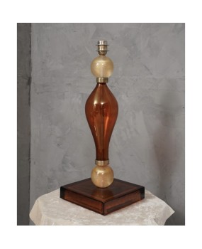 Murano Amber and Gold Blown Glass Table Lamp, 1980