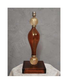 LT 149 Lampada in vetro soffiato di Murano color ambra e oro, 1980