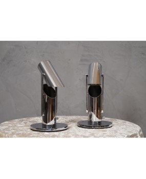 MidCentury Chrome Round Italian Manufacturing Table Lamp, 1960