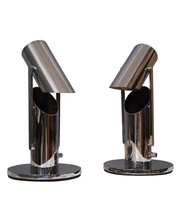 MidCentury Chrome Round Italian Manufacturing Table Lamp, 1960