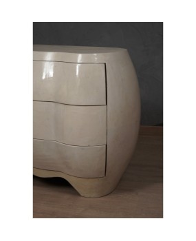 Midcentury Goatskin Wood Italian Commodes, 1980