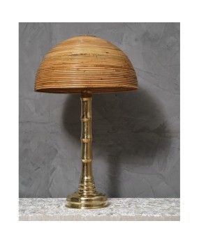 MidCentury Brass and Bamboo Table Lamp, 1990
