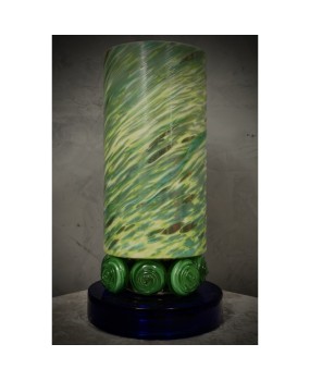 Murano Shades of Green and blu Glass Table Lamp, 1980