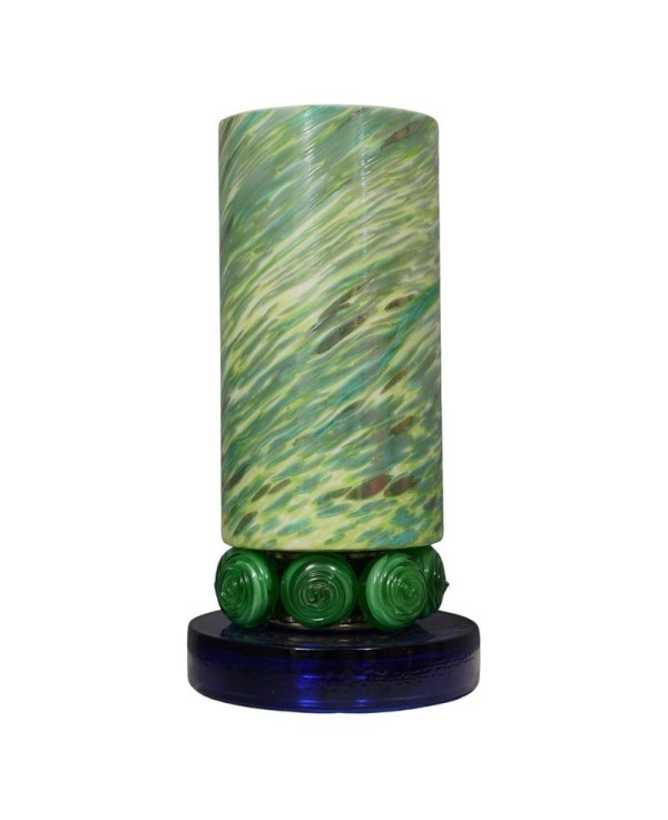 Murano Shades of Green and blu Glass Table Lamp, 1980 Murano Shades of Green and blu Glass Table Lamp, 1980
