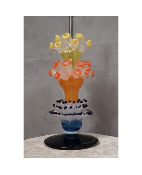 Vistosi Murano Orange Yellow and Blu Art Glass Color Table Lamp, 2006