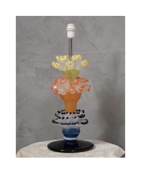 Vistosi Murano Orange Yellow and Blu Art Glass Color Table Lamp, 2006