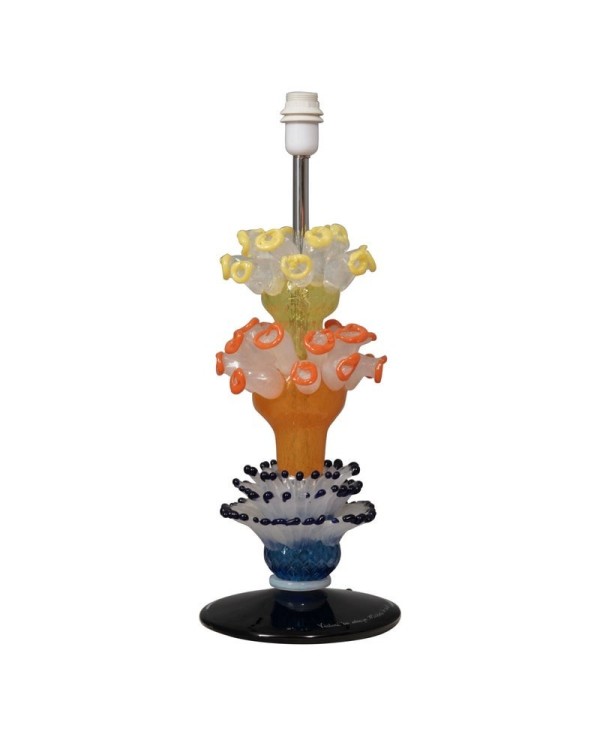 Vistosi Murano Orange Yellow and Blu Art Glass Color Table Lamp, 2006 Vistosi Murano Orange Yellow and Blu Art Glass Color Table Lamp, 2006