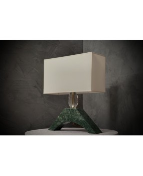 LT 137 Lampada da tavolo in marmo verde india e vetro di Murano