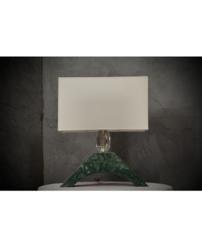 LT 137 Lampada da tavolo in marmo verde india e vetro di Murano