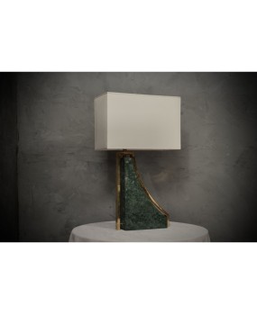 LT 136 Lampada da tavolo italiana in marmo verde india e ottone