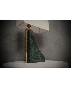LT 136 Lampada da tavolo italiana in marmo verde india e ottone