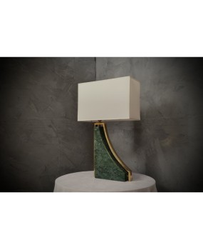 LT 136 Lampada da tavolo italiana in marmo verde india e ottone